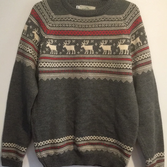 VTG Stowe Woolens Handcrafted Wool Fair Isle Nordic Ski Holiday Sweater Unisex M - Picture 3 of 15